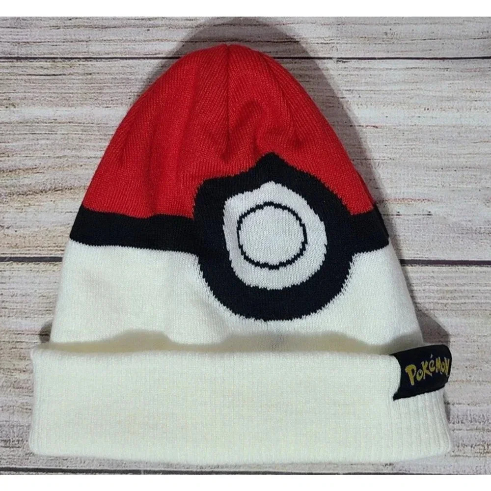 Pokemon Game Freak Unisex Adult Pokeball Knit Toboggan Beanie Hat One Size 2015
